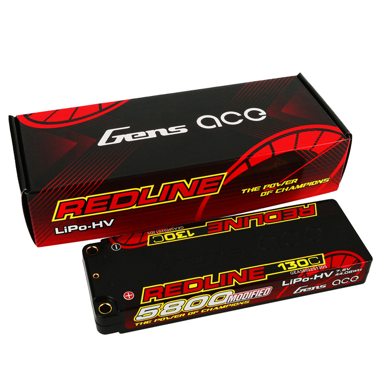 Gens Ace Redline Series 6100mAh 7.6V 140C 2S1P HardCase HV Lipo Battery With 5.0mm Bullet