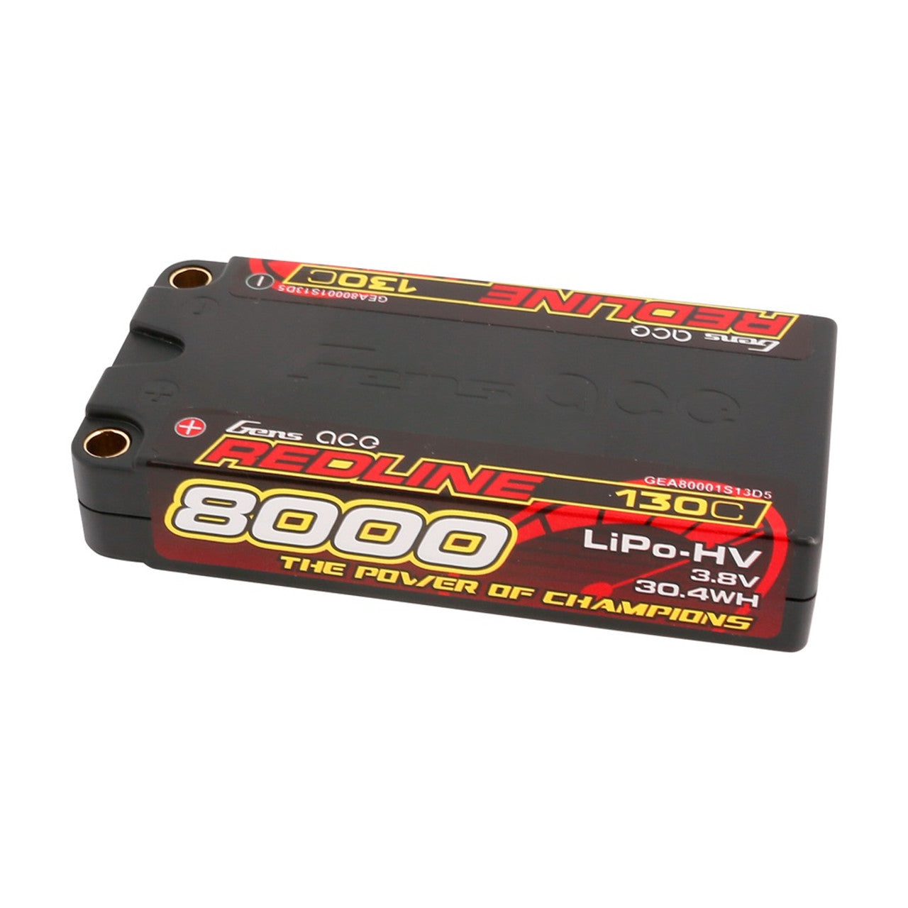 Gens Ace Redline Series 8000mAh 3.8V 140C 1S2P HardCase 65# HV Lipo Battery With 5.0mm Bullet LCG